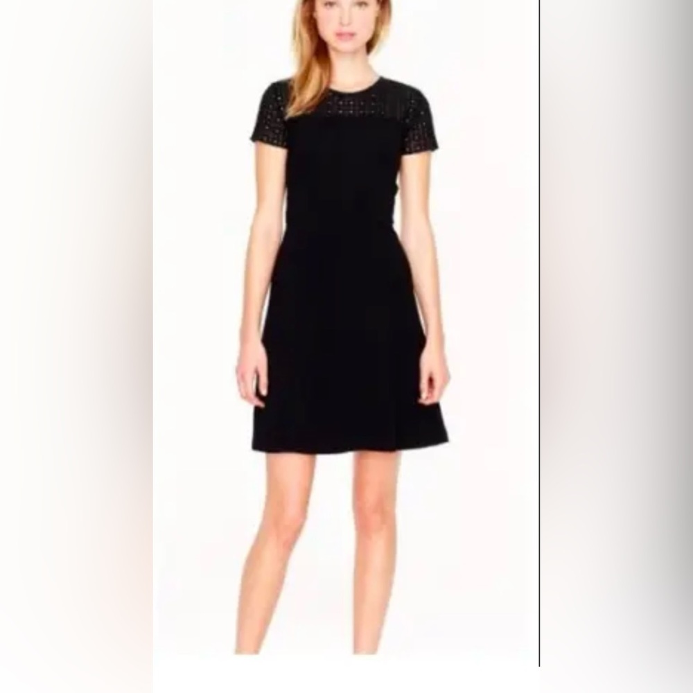 J. Crew Black Eyelet Mini Dress Size 6